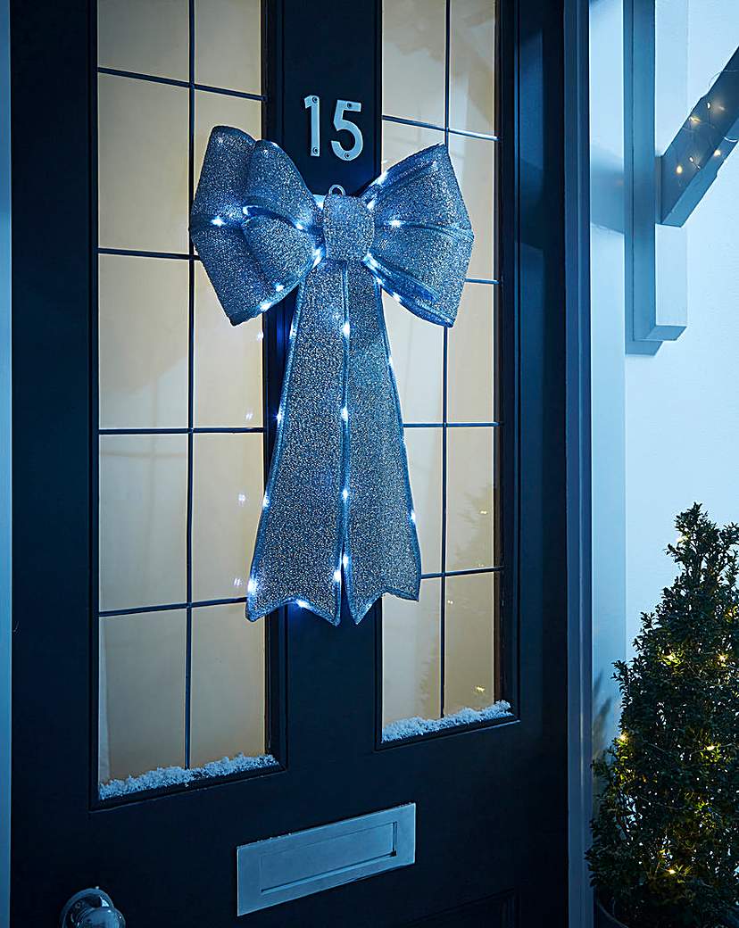 Lit Christmas Door Bow