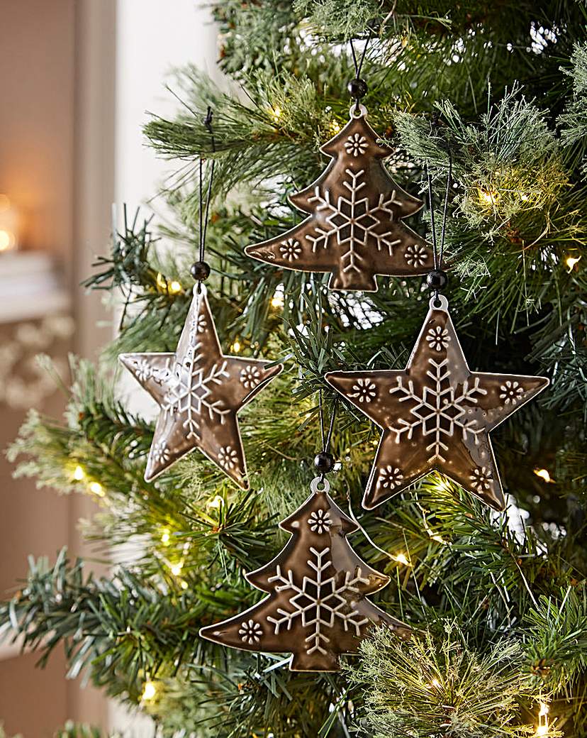 6 Hanging Metal Ceramic Effect Tree/Star