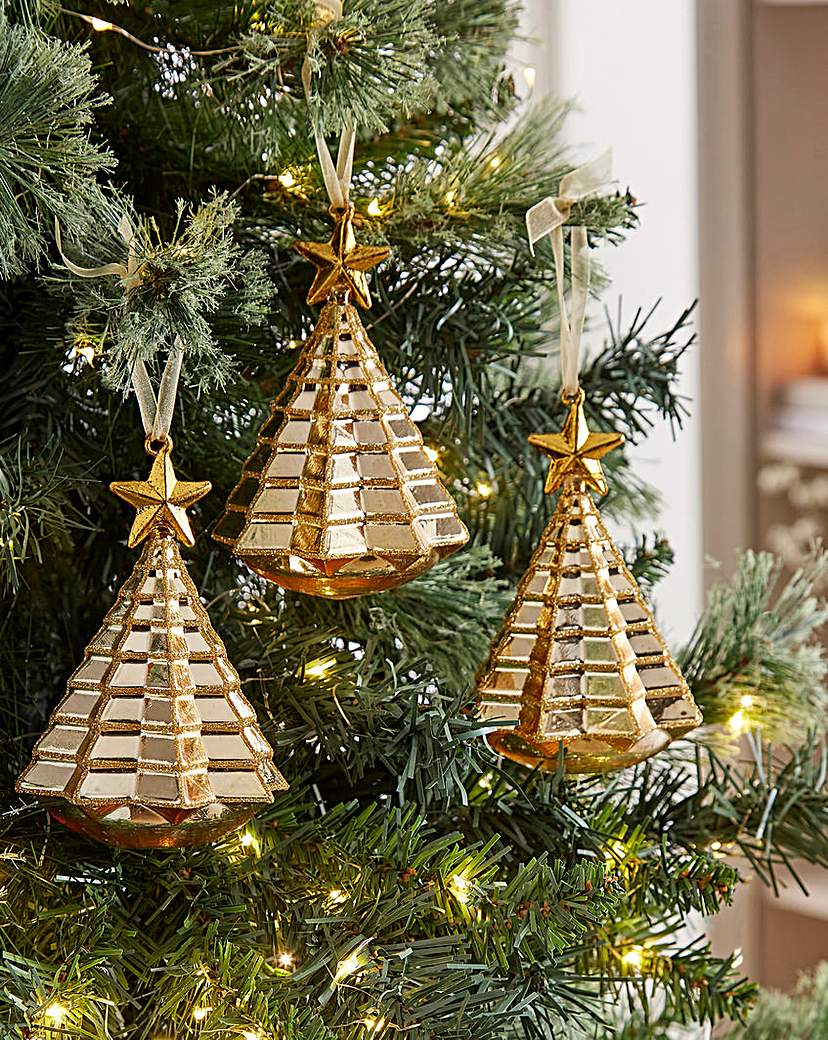 3 Geometric Glass Christmas Trees