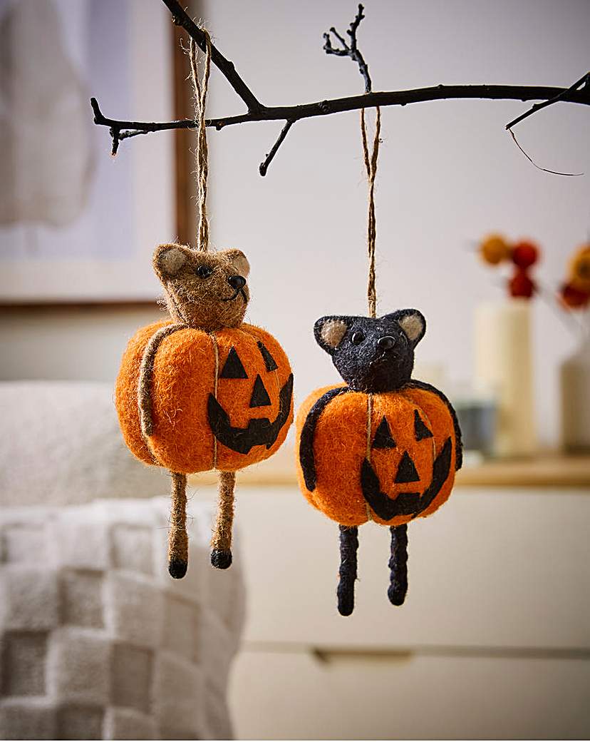 GGraham Wool Bear Pumpkins - Set of 2