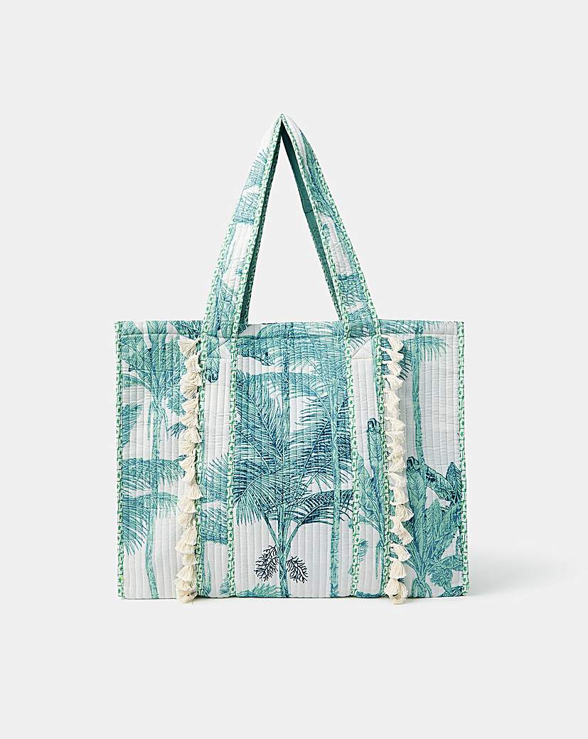 New In - Palm Print Quilted Shopper Bag
