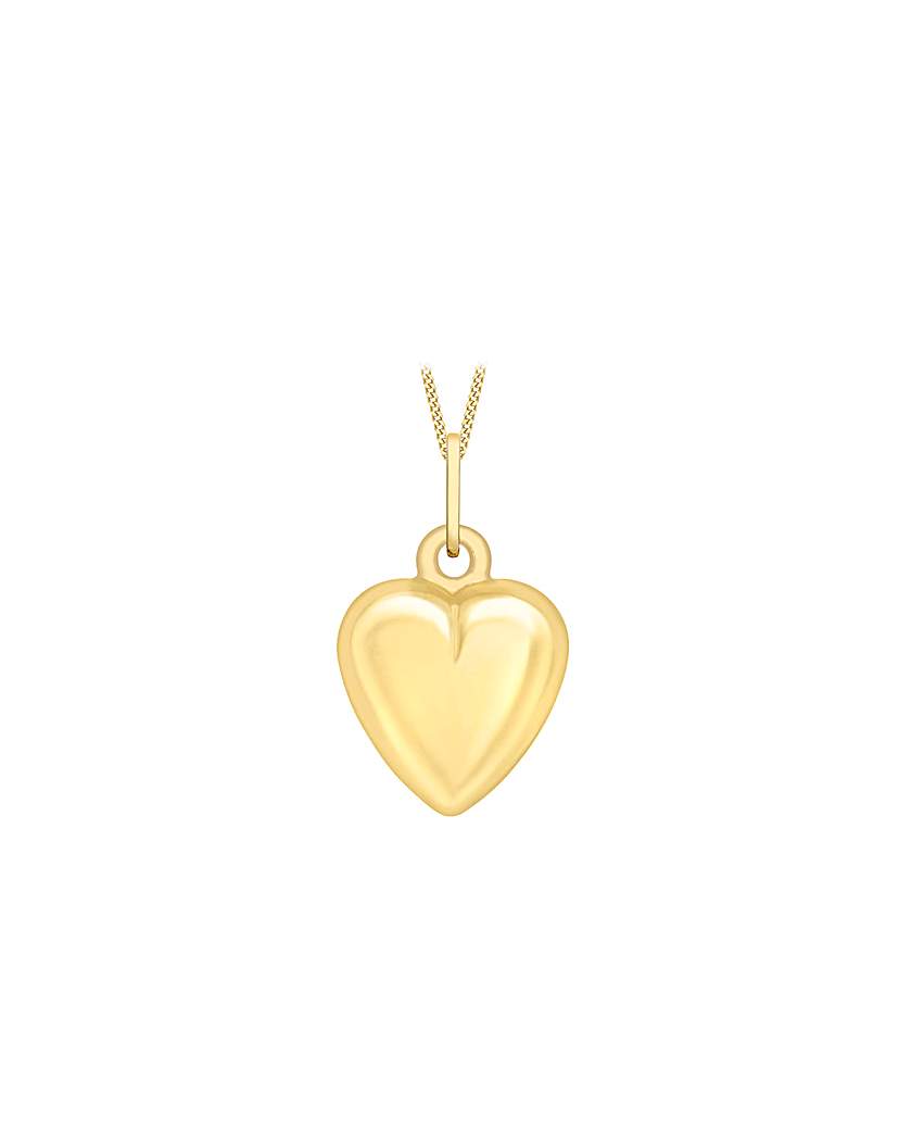 New In - 9ct Yellow Gold Heart Pendant On Chain