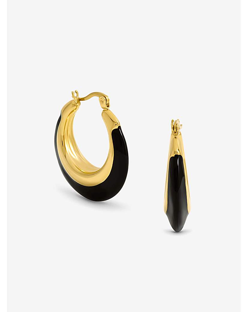 New In - Jon Richard Gold Plated Jet Enamel Hoops
