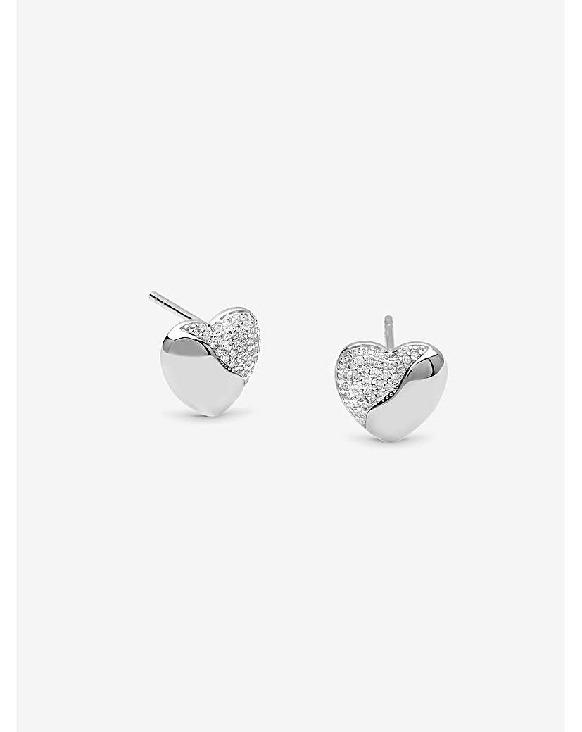 Simply Silver 925 Micro Pave Heart Studs