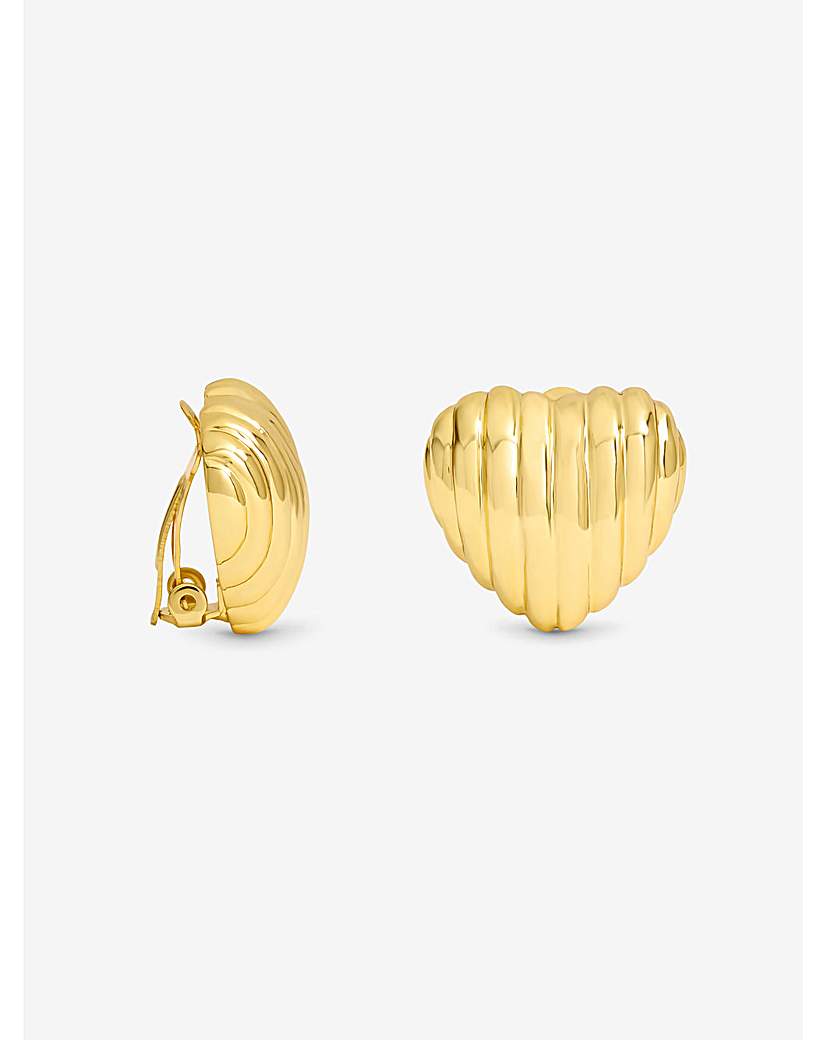Jon Richard Ridge Heart Clip Earrings