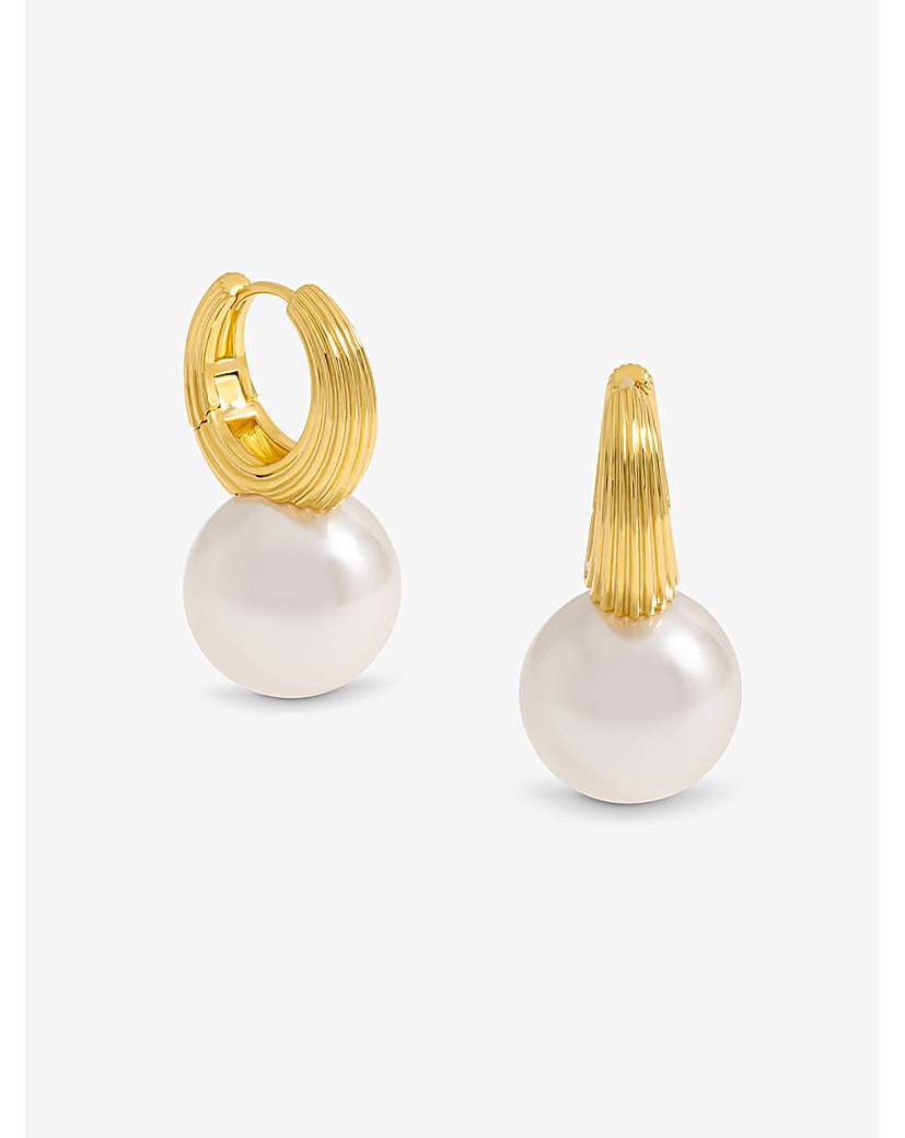 "Jon Richard Ridge Hoop Pearl Earrings"