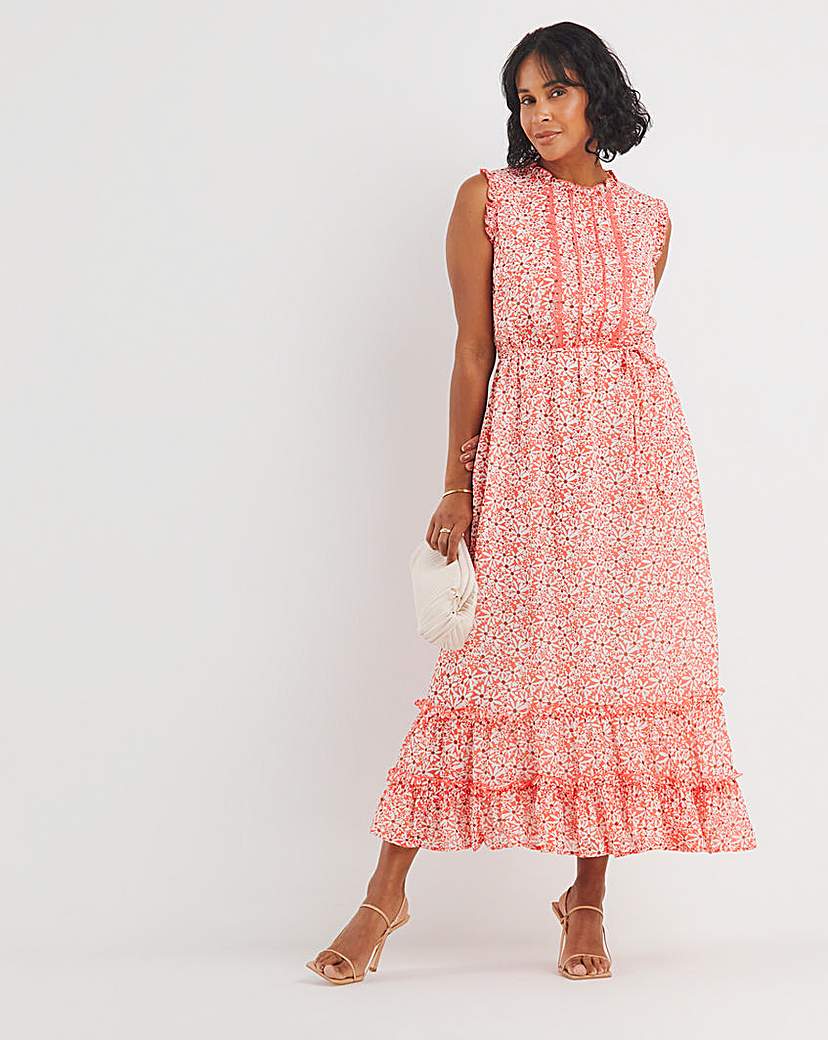 Georgette Dress With Lace Trim