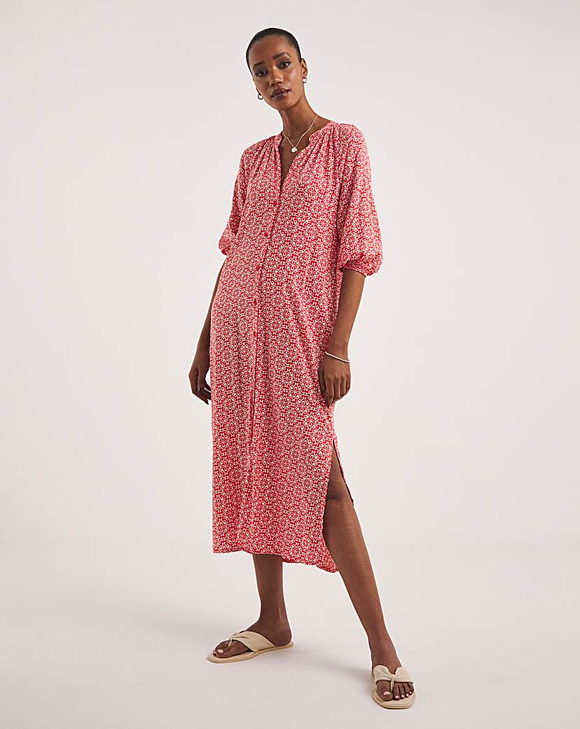 Kaftan Button Through Shirt Dress