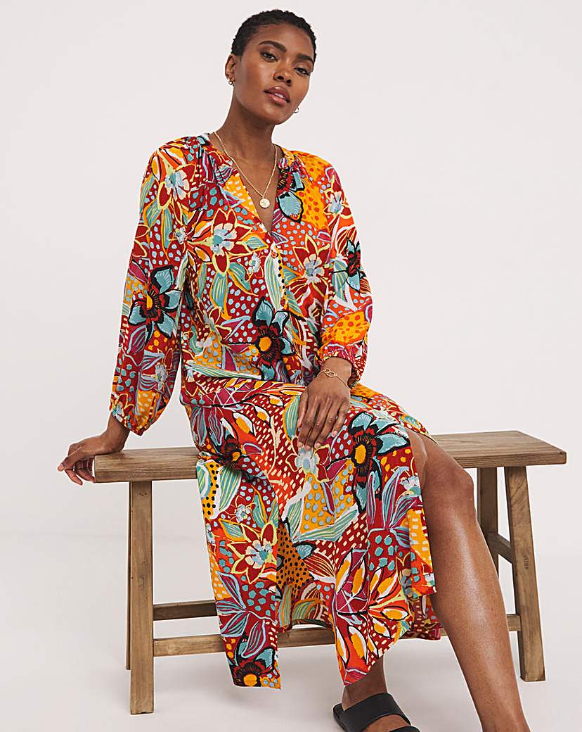 Kaftan Button Through Shirt Dress