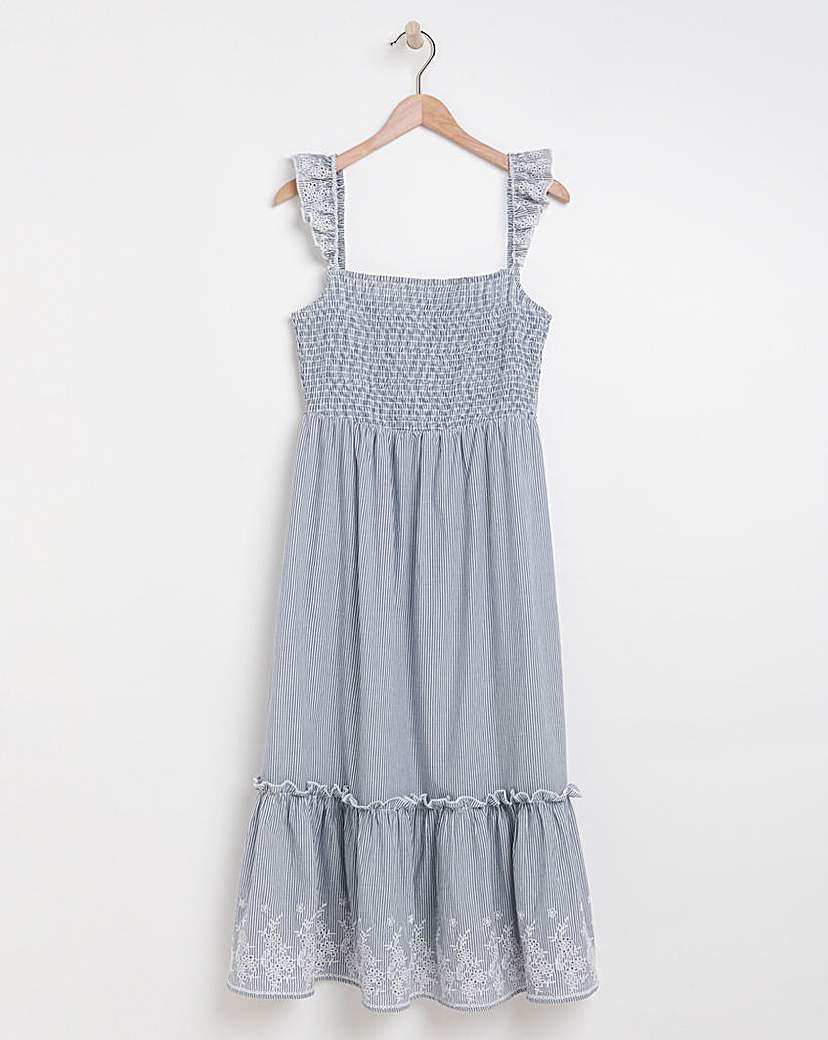 Stripe Broderie Cami Dress