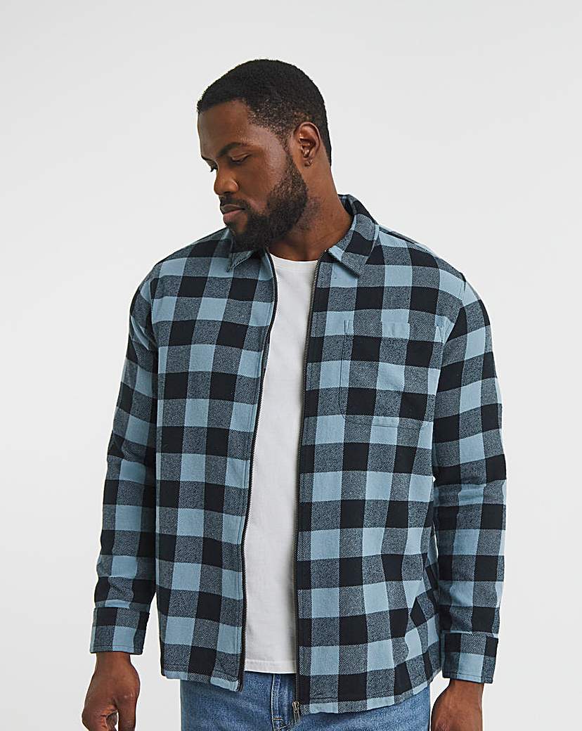 Brushed Buffalo Check Zip Overshirt