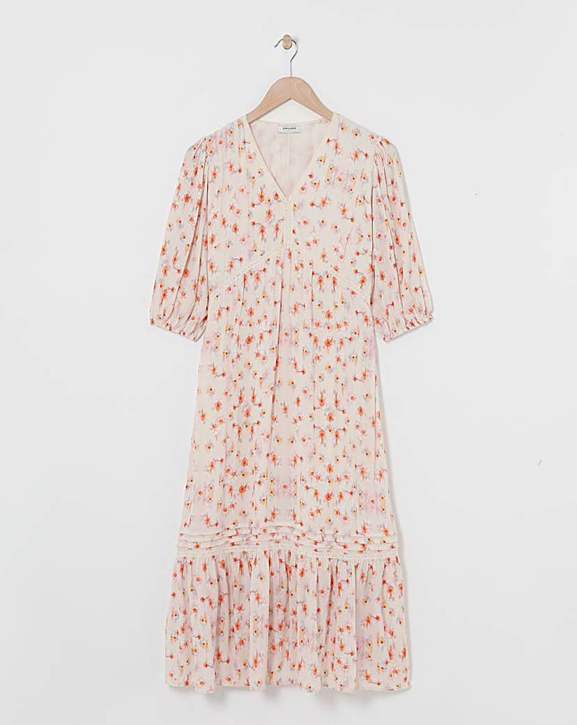 Crinkle Tea Dress With Crochet Trim