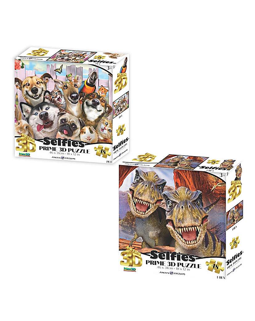 3D Selfie Dogs and Dinos Puzzle Duo