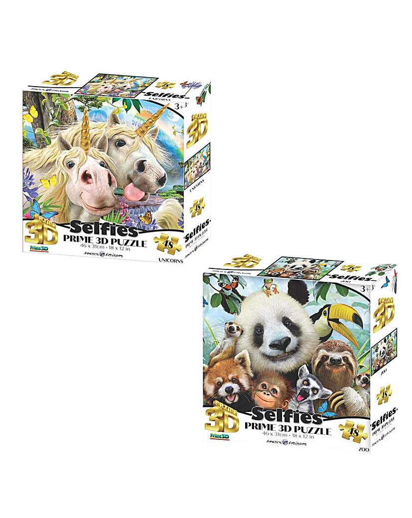 3D Selfie Unicorn and Panda Puzzle Duo
