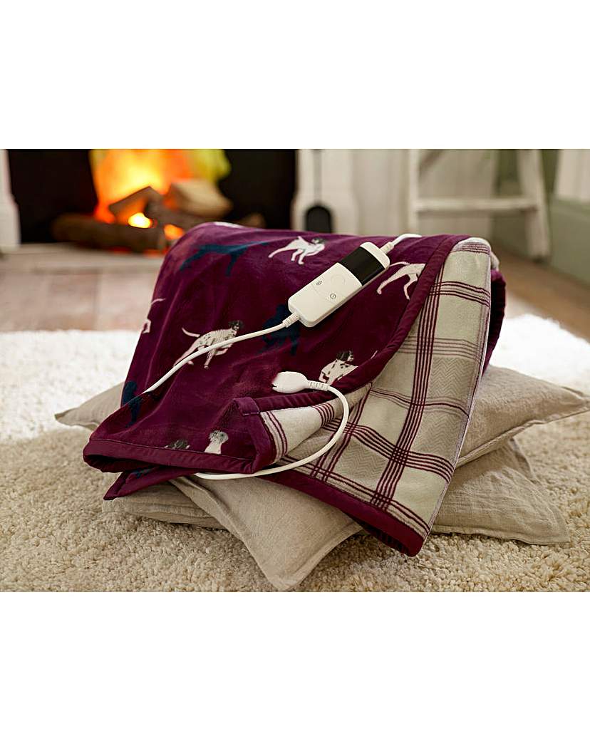 New In - Hounds Printed Fleece Heated Throw