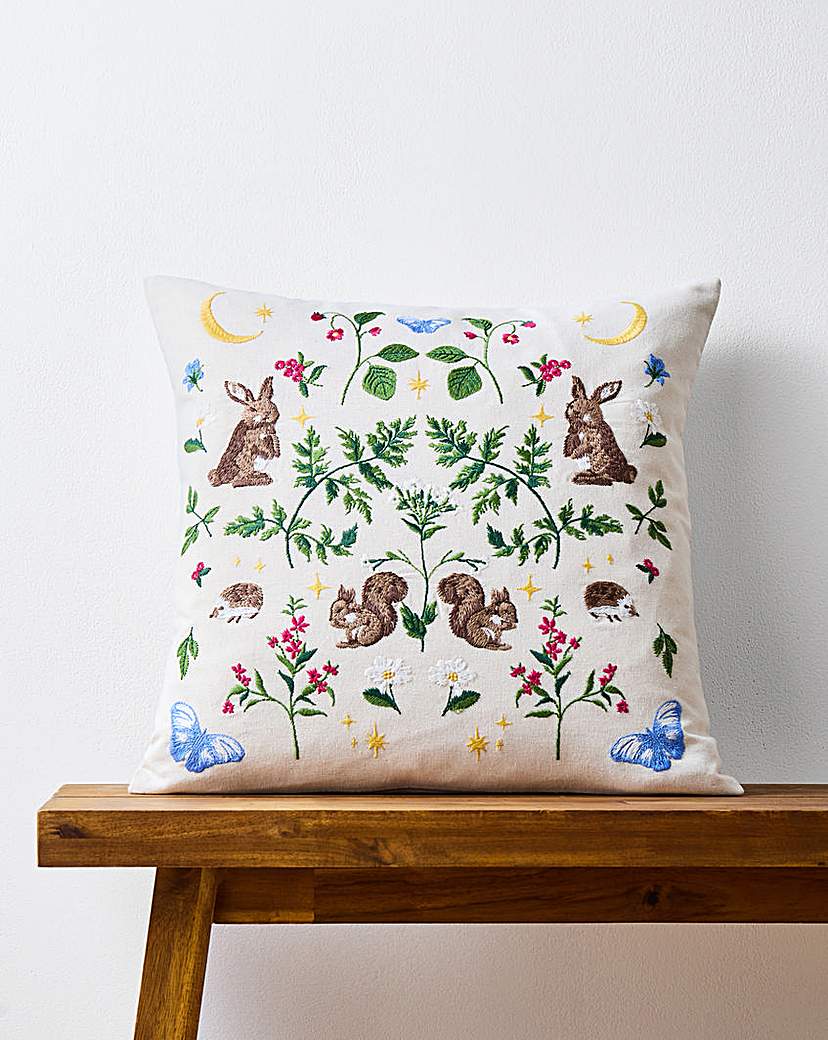 Woodland Animals Embroidered Cushion Cream JD Williams …