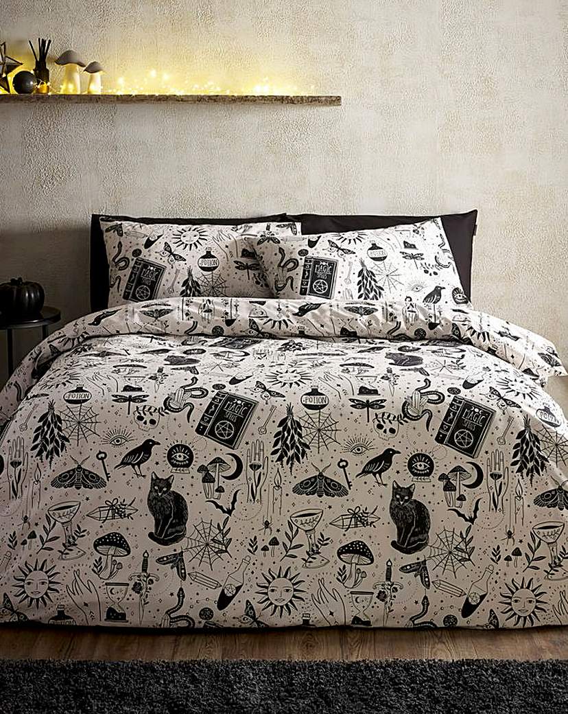 Catherine Lansfield Witchcraft Duvet Set BlackNatural Catherine …