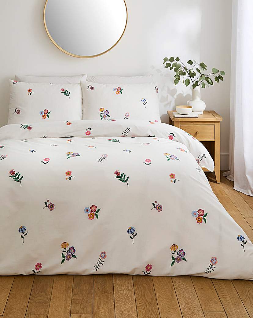 Ivy Floral Cotton Blend Duvet Cover Set …