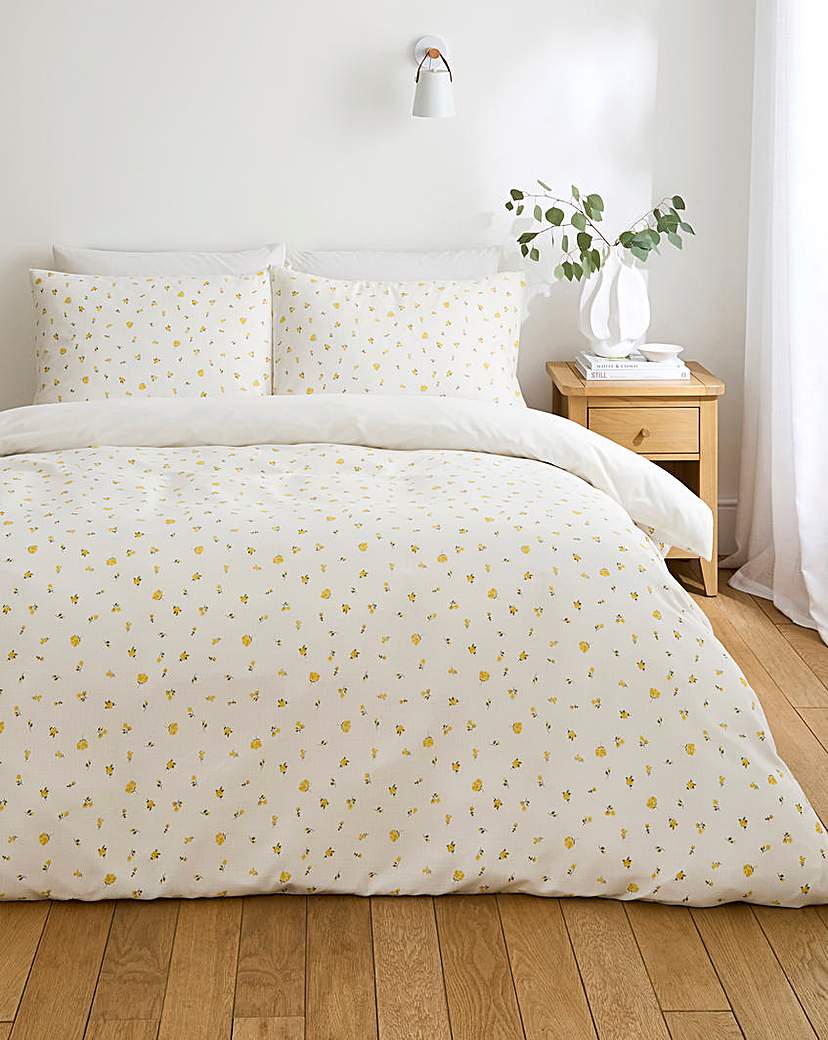 Daisy Floral Textured Duvet Cover Set White …