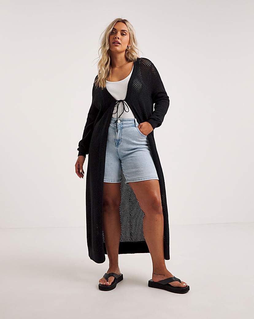 Black Crochet Maxi Cardigan