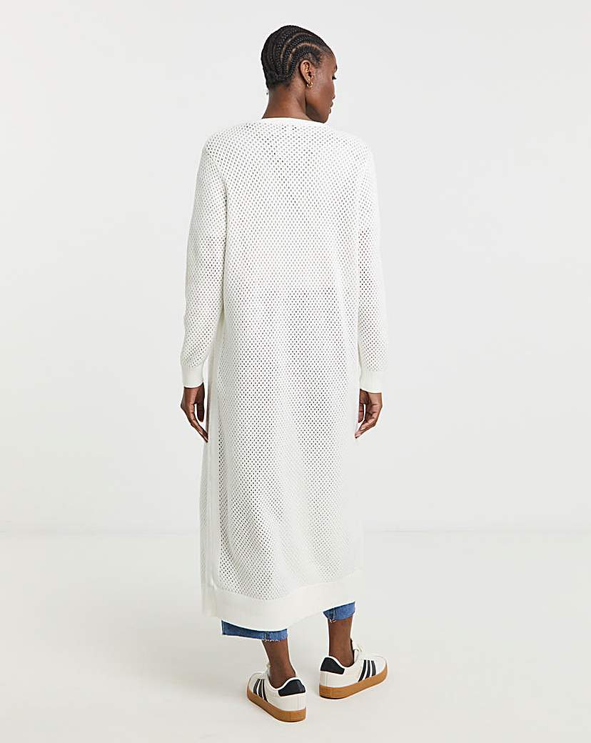 Cream Crochet Maxi Cardigan
