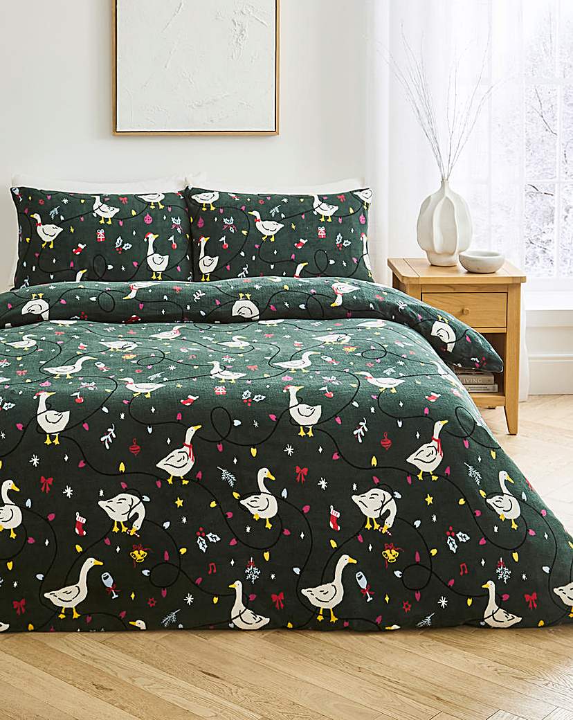 Christmas Goose Fleece Duvet Cover Set