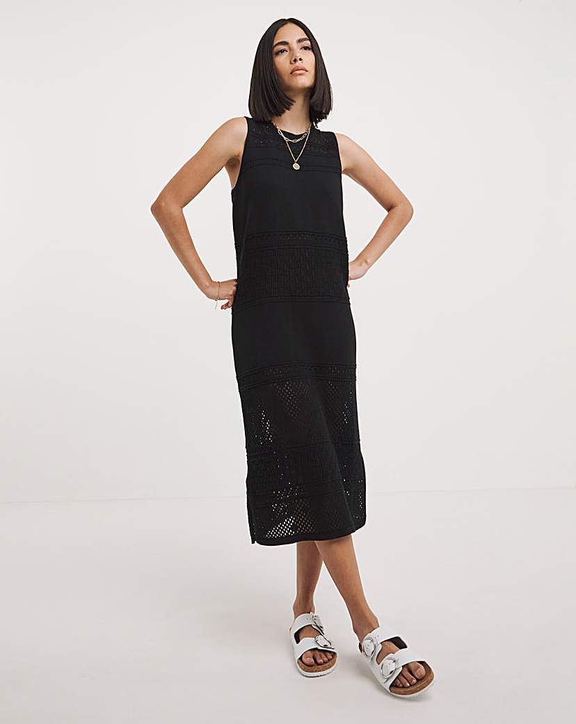 Black Crochet Midaxi Dress