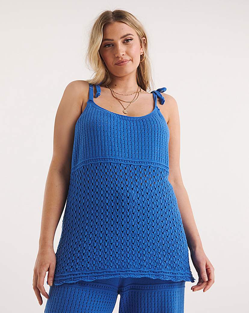 Crochet Cami Co-ord - Bright Blue - Womens - Size 45207 - Simply Be