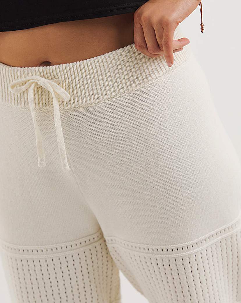 Cream Crochet Wide Leg Trouser