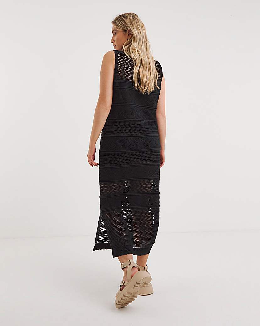 Black Crochet Midaxi Dress