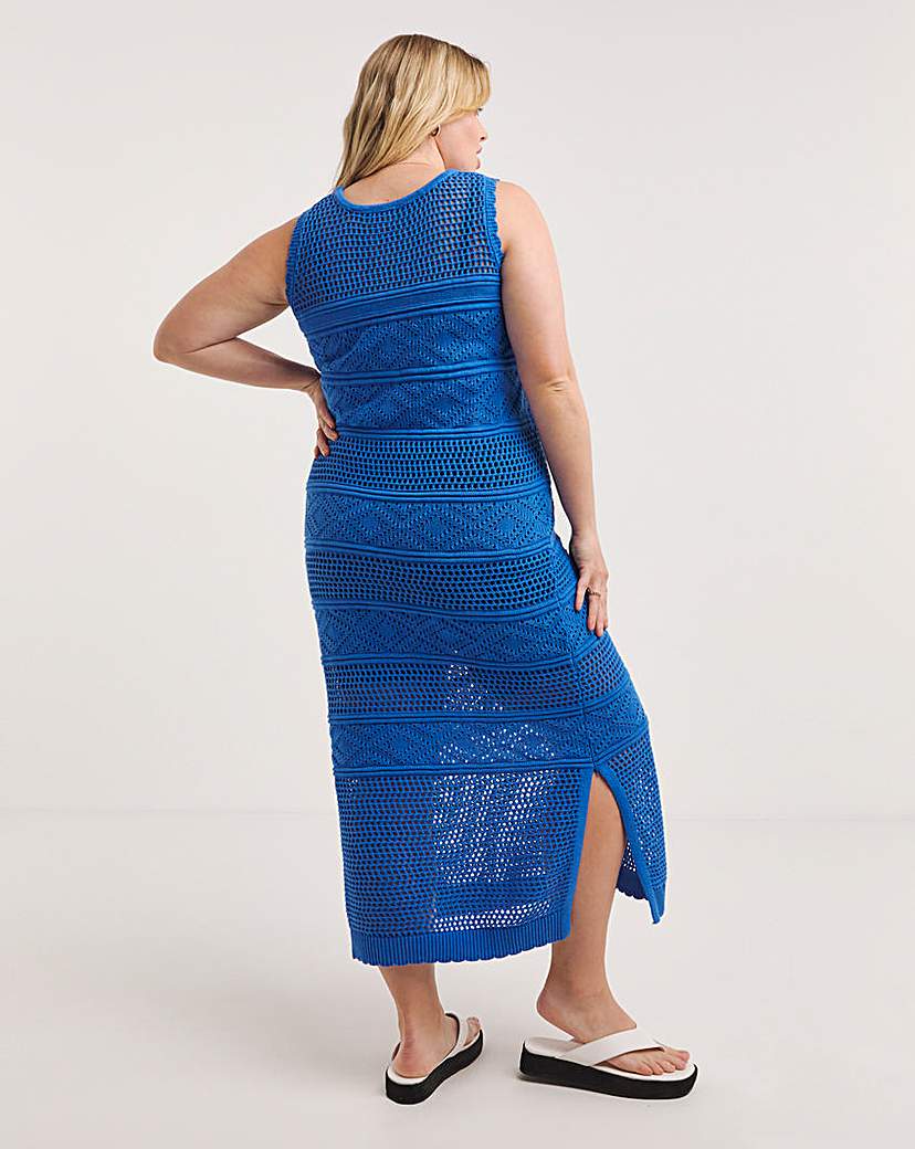 Blue Crochet Midaxi Dress