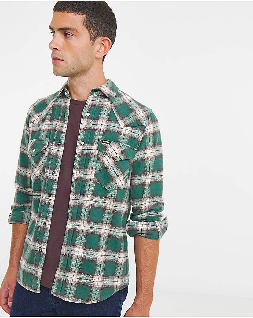 New In - Wrangler Western Check Shirt - Green