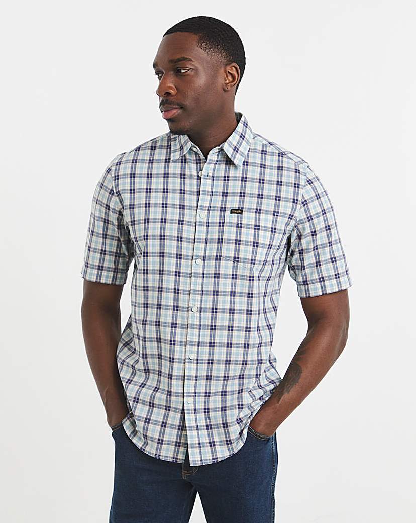 Wrangler Men's Short Sleeve 1 Pocket Shirt - Blue - 2XL