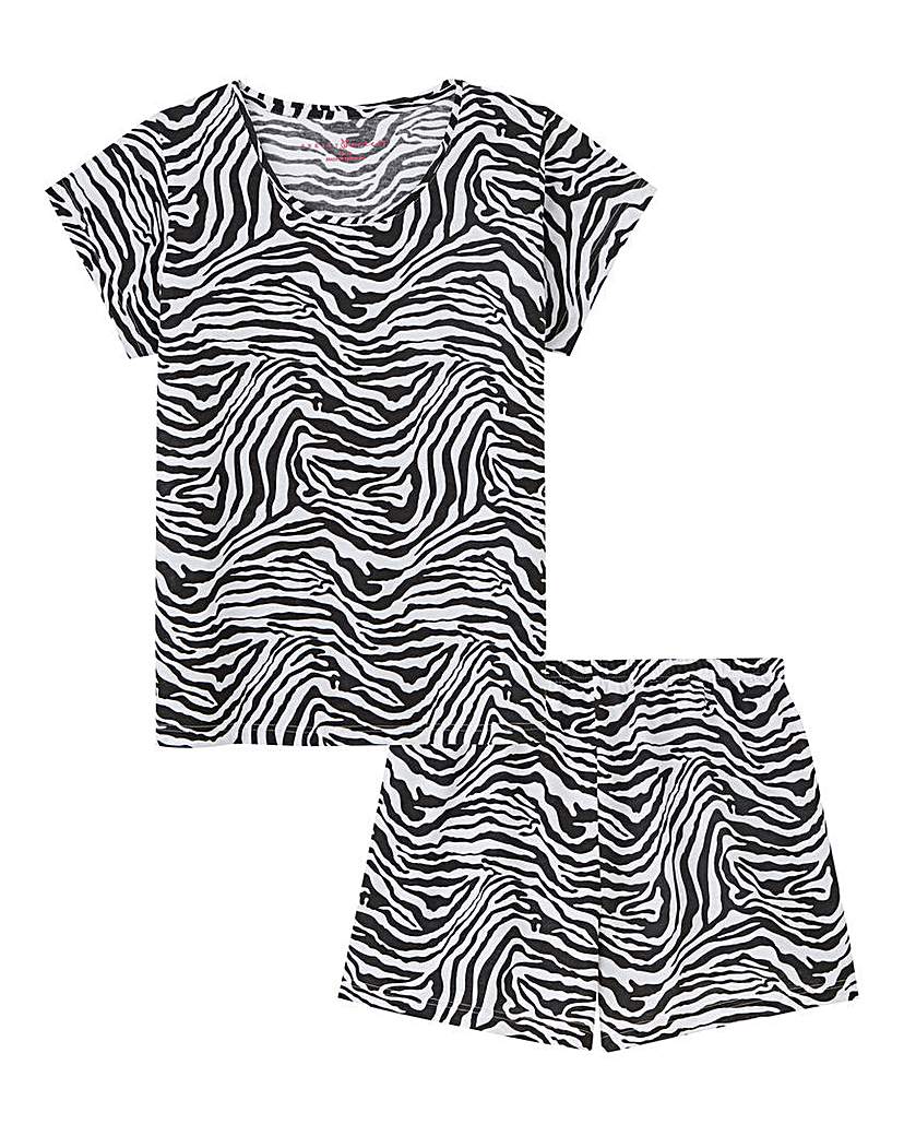 Image of Zebra Print Cotton Jersey Shortie Set