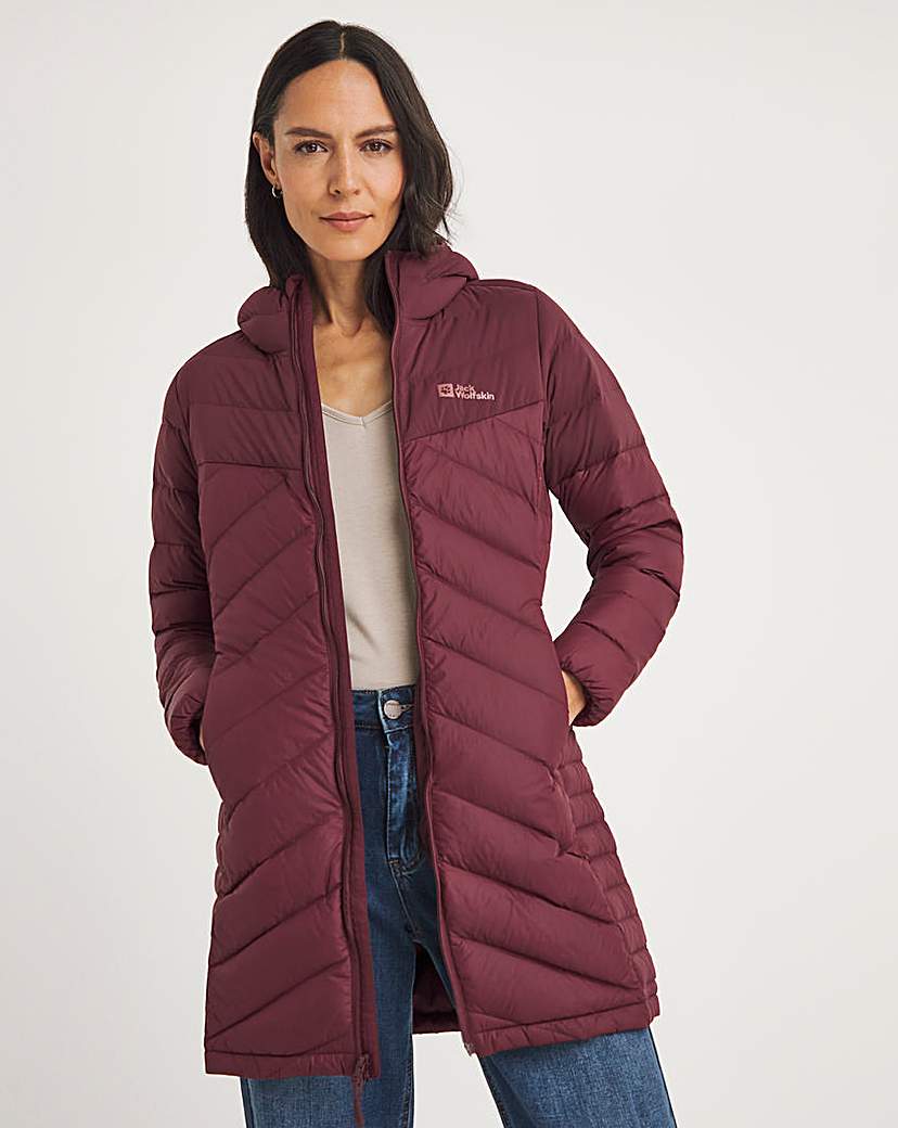 Jack Wolfskin Tundra Down Hooded Coat - Maroon