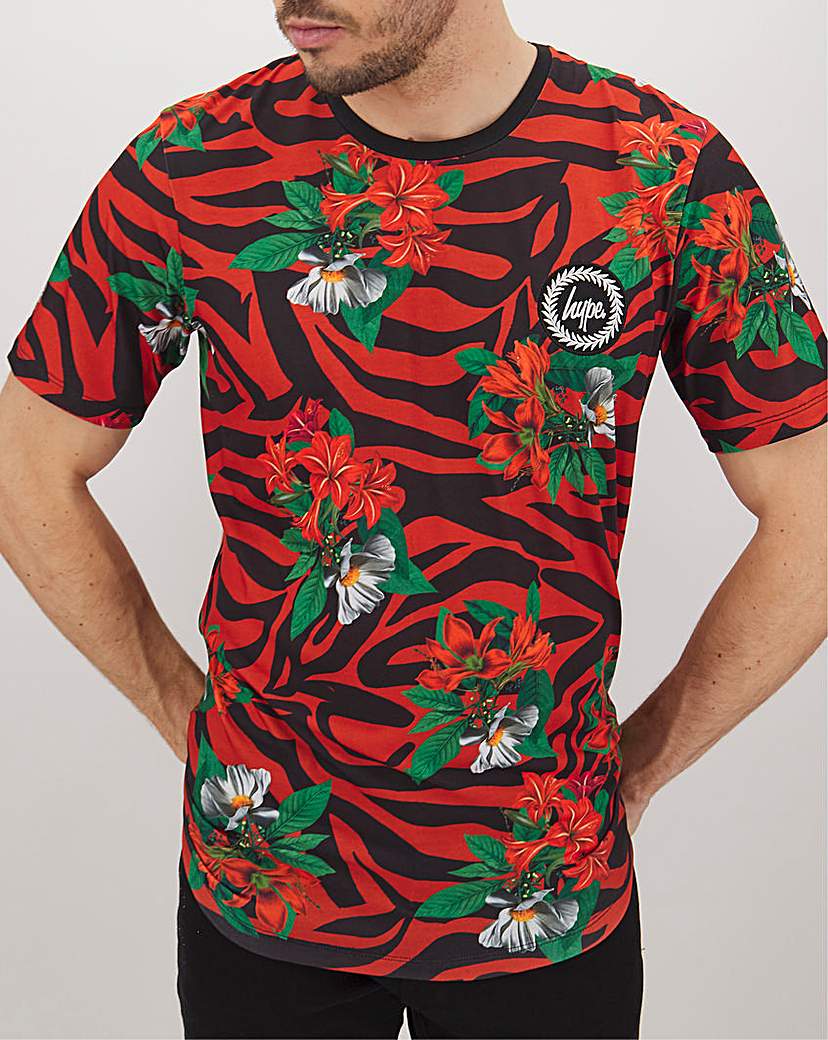 Image of Hype Animal Print Floral T-Shirt Long