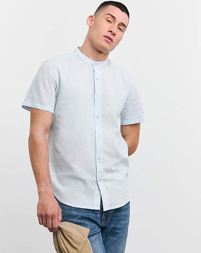 Short Sleeve Grandad Linen Shirt