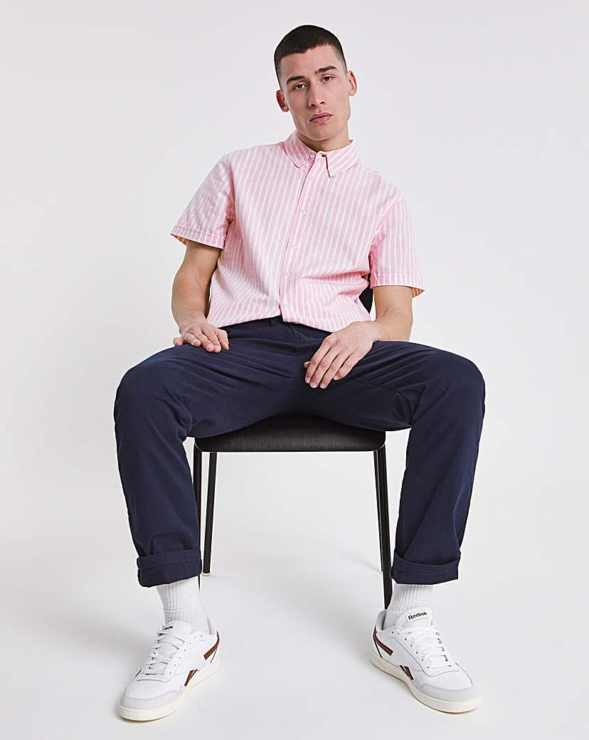 Men's Short Sleeve Stripe Oxford Shirt