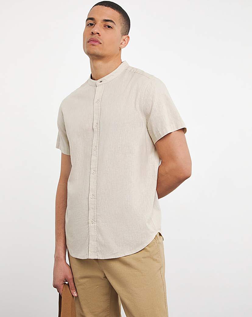 Short Sleeve Grandad Linen Shirt