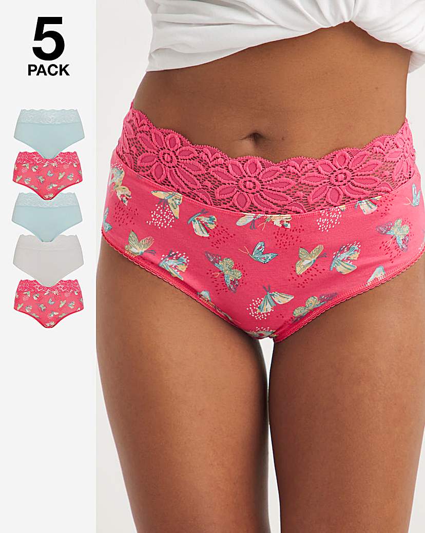 5 Pack Butterfly Lace Top Full Fit Brief