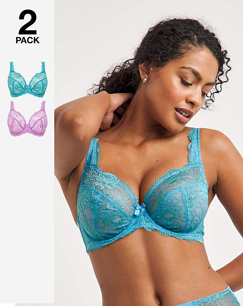 2 Pack Ella Lace Full Cup Wired Bras