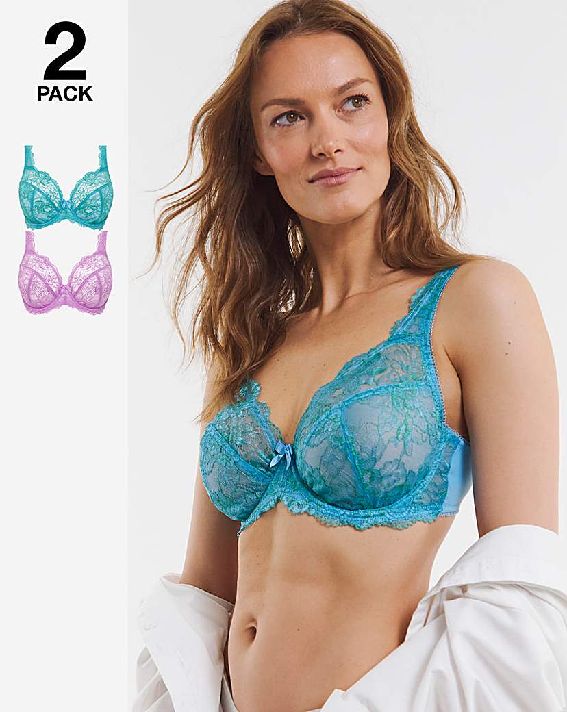 2 Pack Ella Lace Full Cup Wired Bras