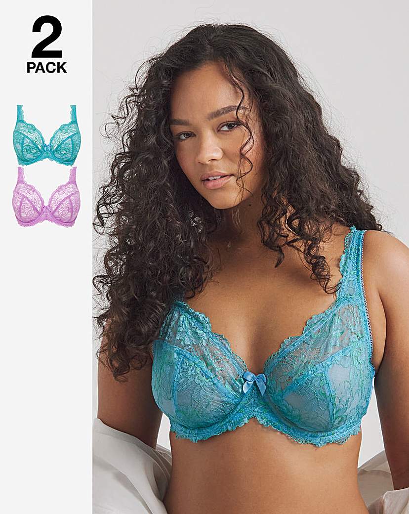 2 Pack Ella Lace Full Cup Wired Bras