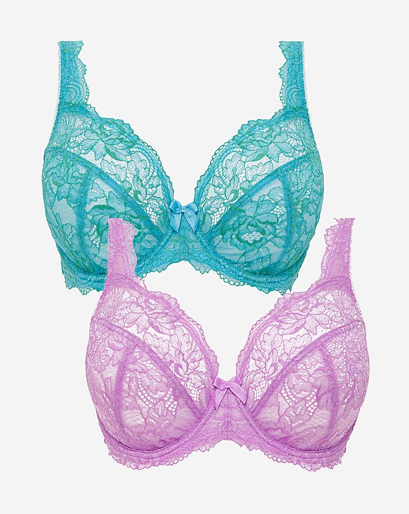 2 Pack Ella Lace Full Cup Wired Bras