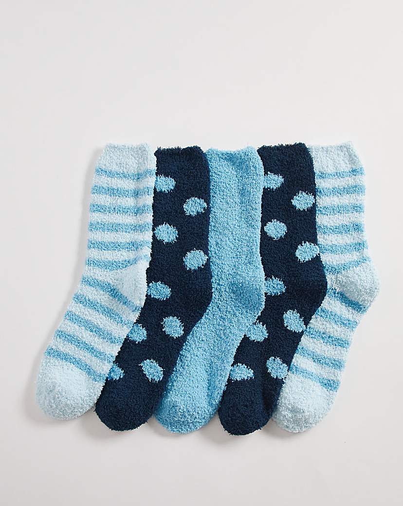 5 Pair Pack Fluffy Socks Spots