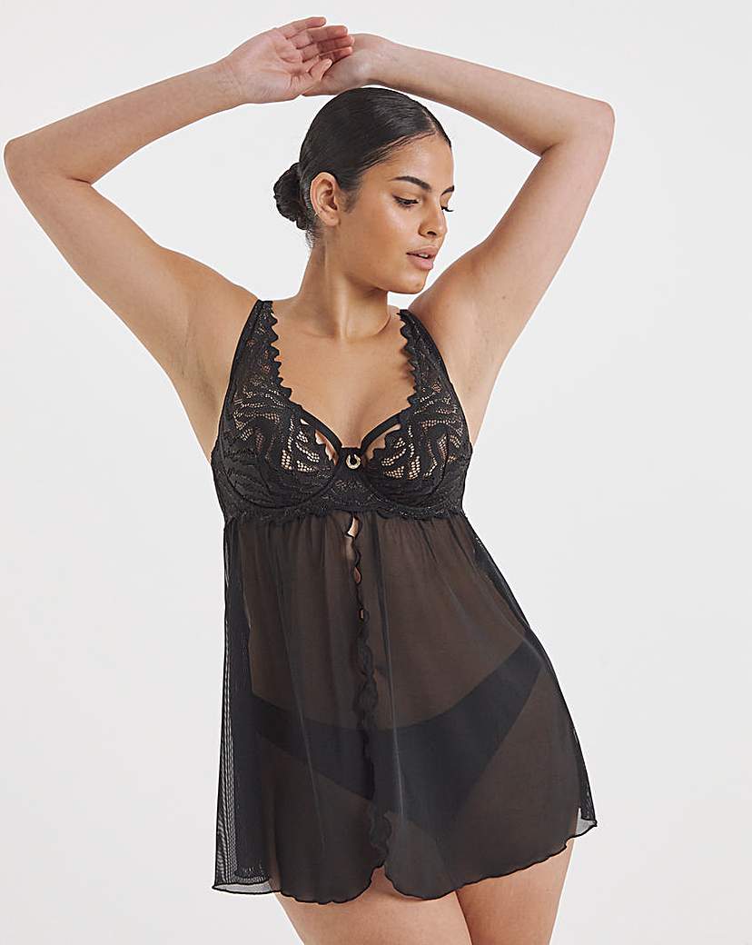 Simply Be ZeBra Lace Babydoll In Black | UK Size 36B Women's