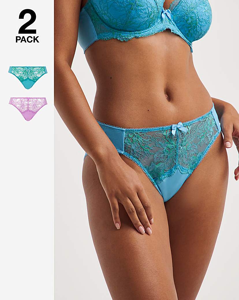 2 Pack Ella Lace Midi High Leg Briefs