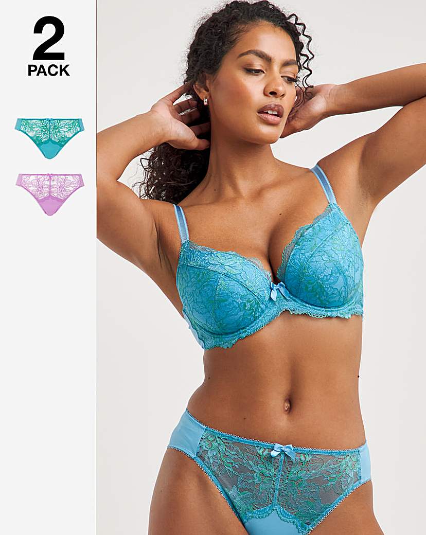 2 Pack Ella Lace Midi High Leg Briefs