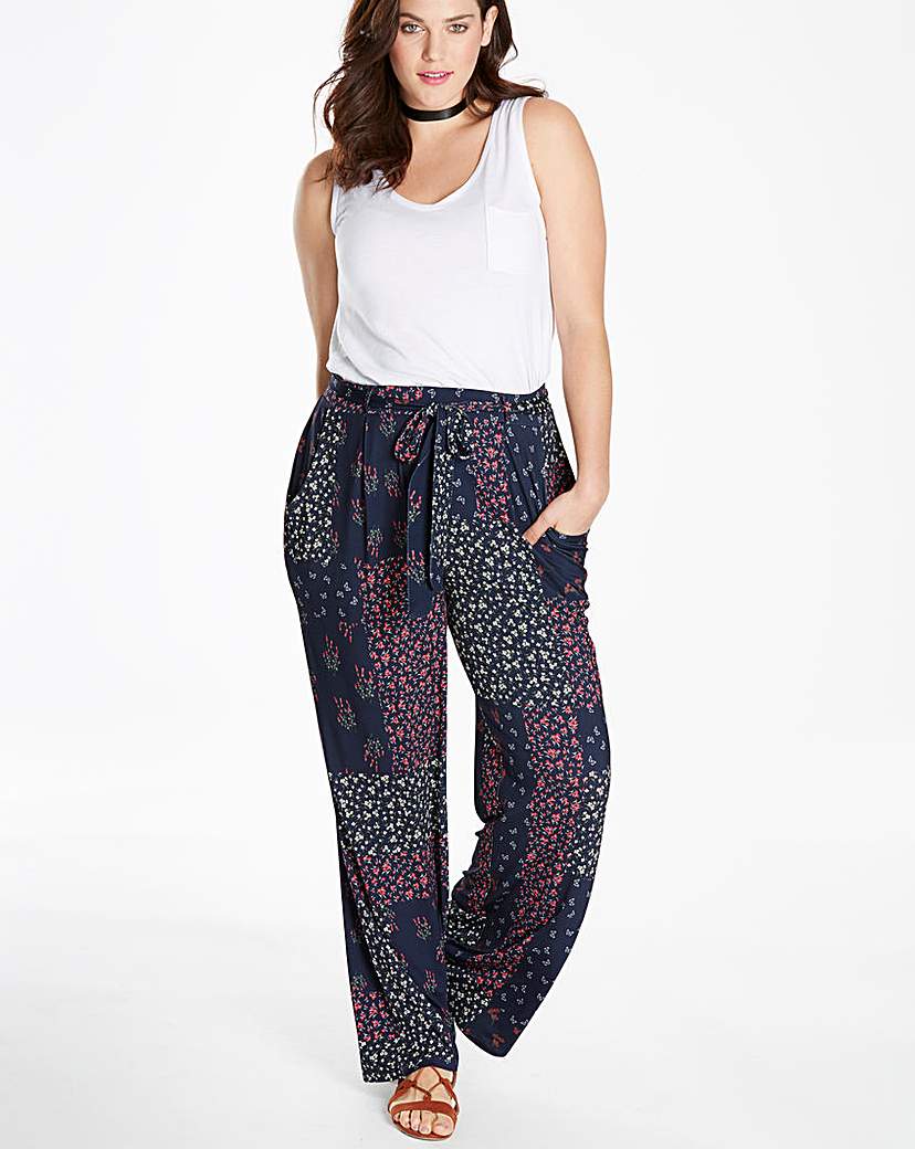 Image of Floral Jersey Wide Leg Trousers Regular