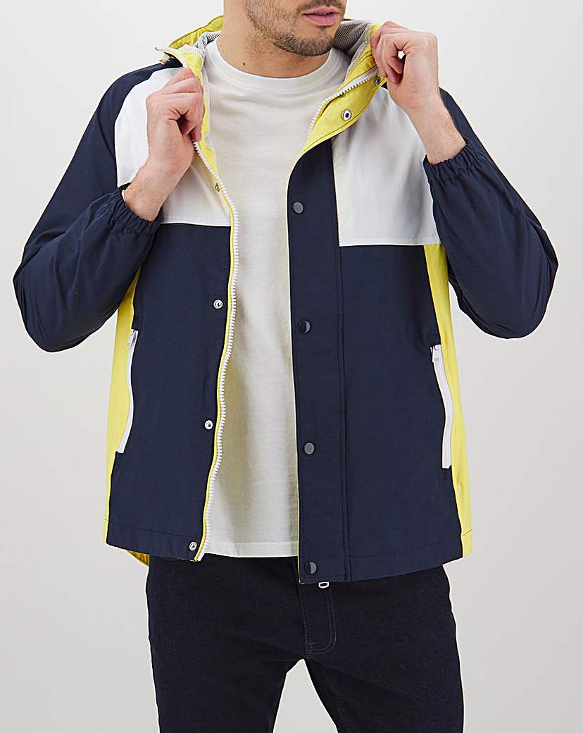 Image of Navy/Yellow Colourblock Hooded Jacket
